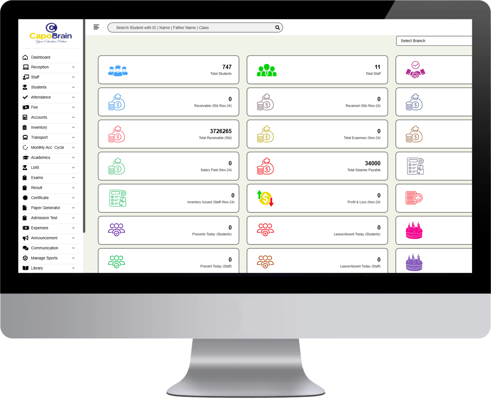 Capobrain School Management System (SMS)